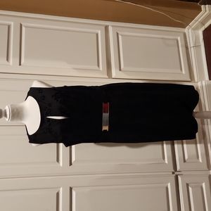 City Chic Plus Size S/16  A-line Dress Black Flocked Floral Sleeveles